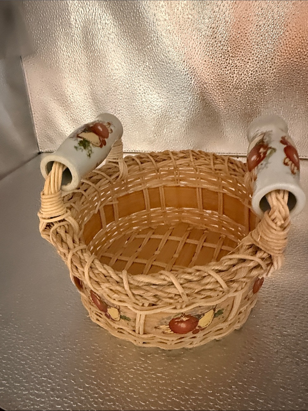 Wicker Fruit Accent Basket with Ceramic Handles